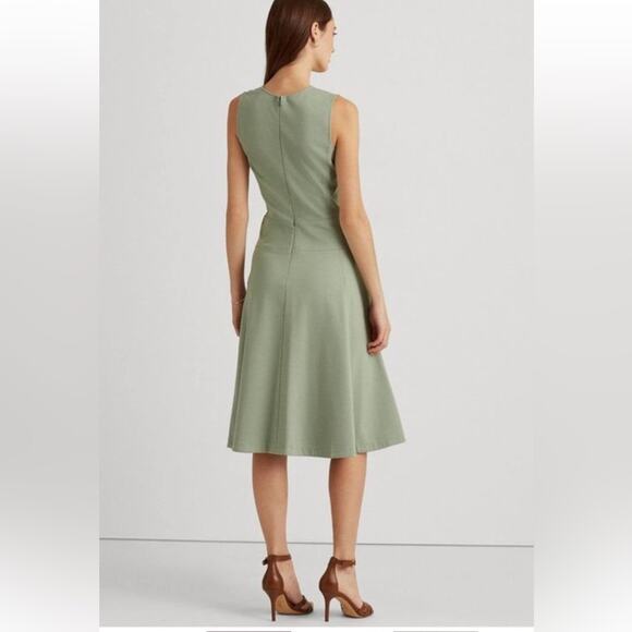 LAUREN RALPH LAUREN Dress 16 Faux-leather Double Buckle Sleeveless Fit and Flare - Picture 2 of 15